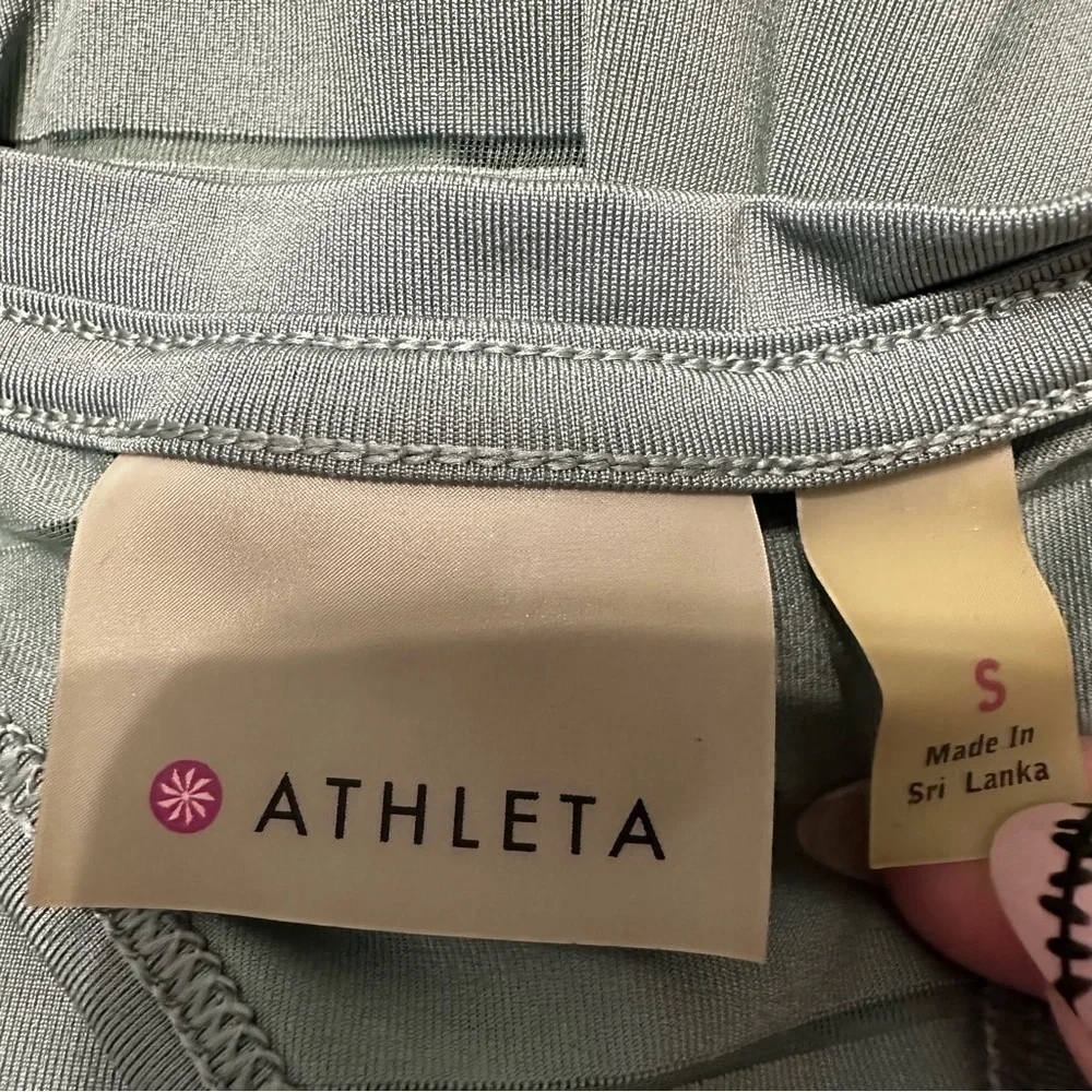 Athleta Chi Green Mesh Sheer Striped Tank Top Size s - Picture 9 of 11